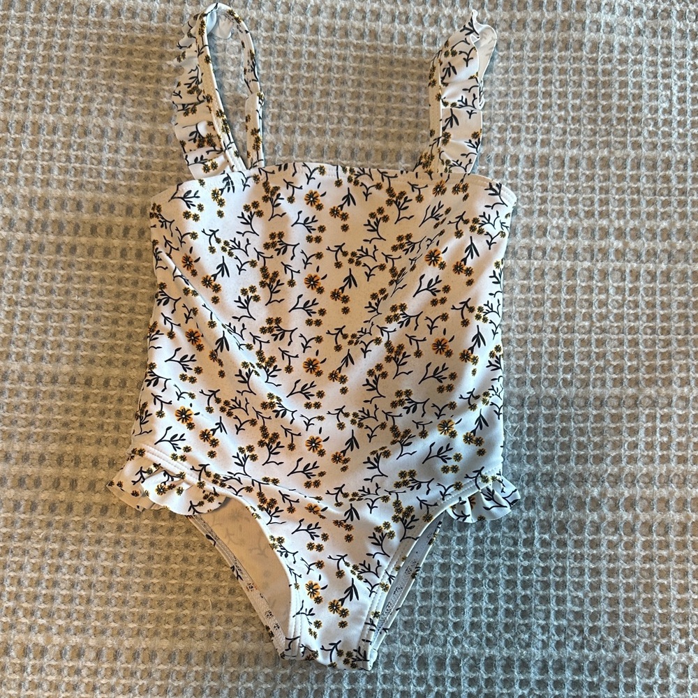 SHEIN Floral Kids Swim One Piece - White and Yellow